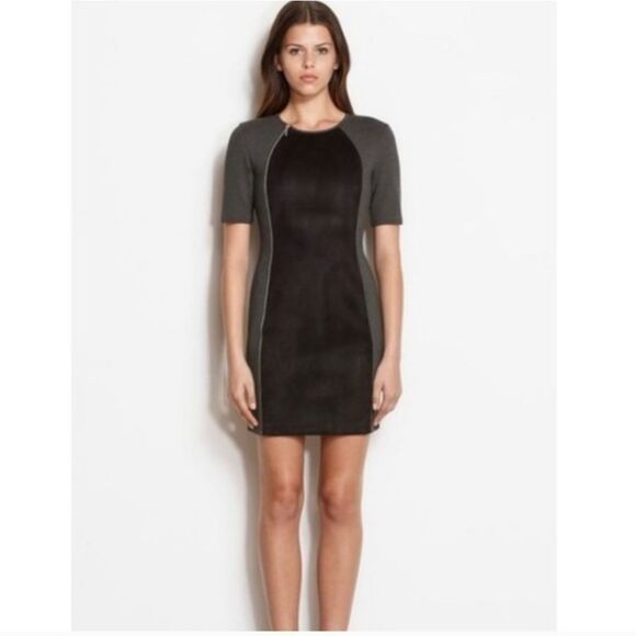 Armani Exchange Suede Mini Bodycon Dress Black Gray Size SP - Picture 1 of 5
